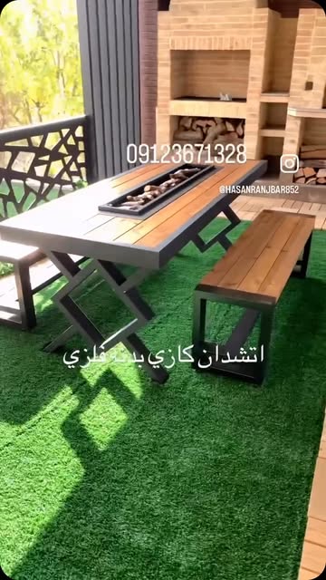 آتشدان ۸۰در ۲ متر بدنه فلزی با ترکیب چوب ترمود