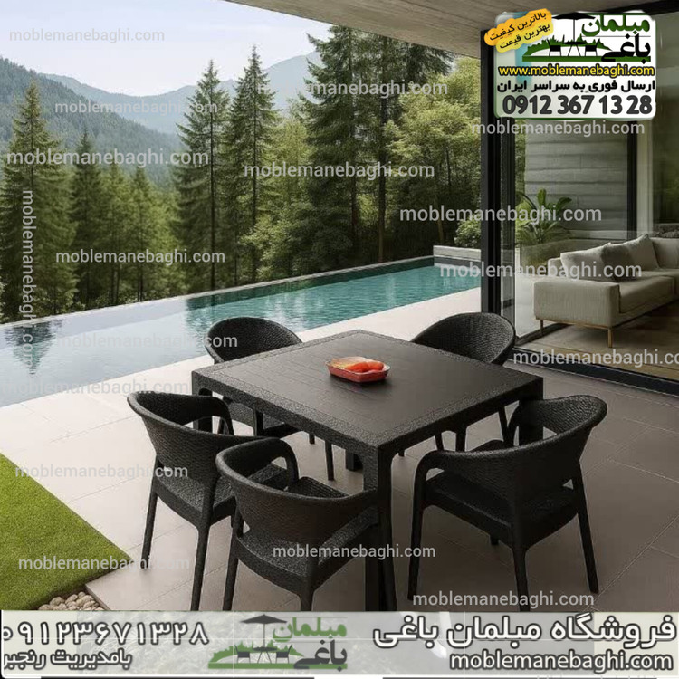 میز وصندلی حصیری باغ ویلایی وکافه رستورانی مدل ارکیده