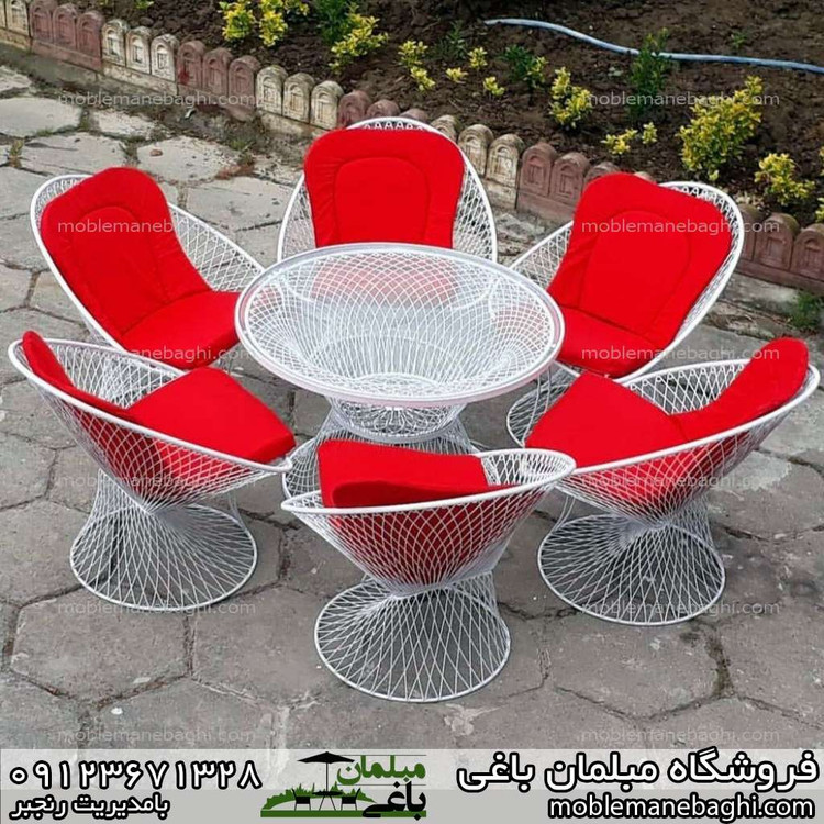 میزوصندلی فلزی ویلایی مدل بامبو