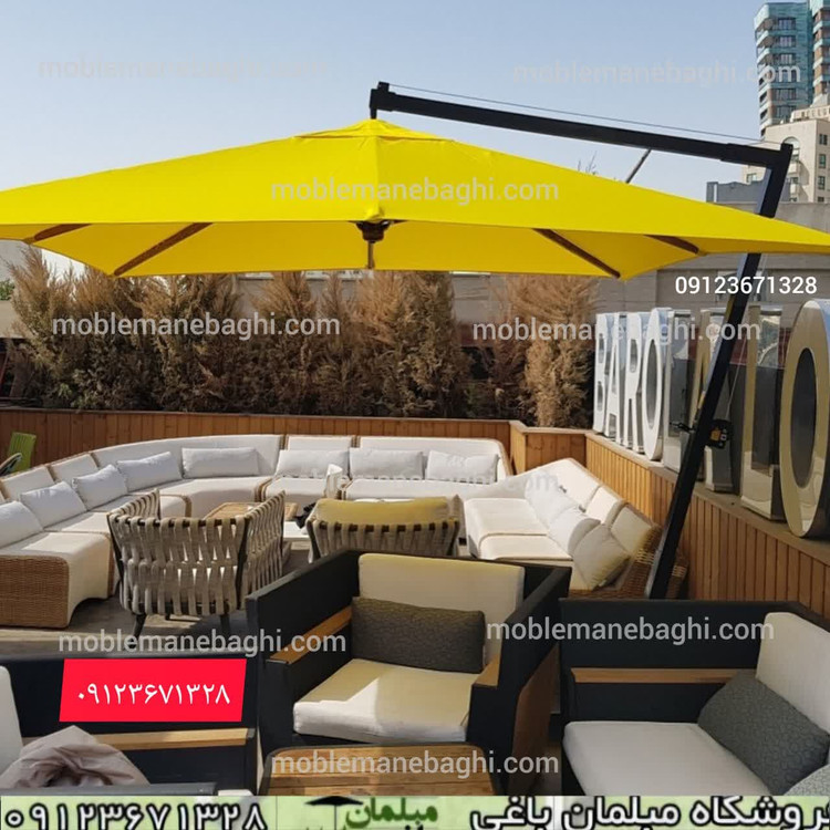 چتر پایه کنار 4 در 4 فلزی با روشنایی