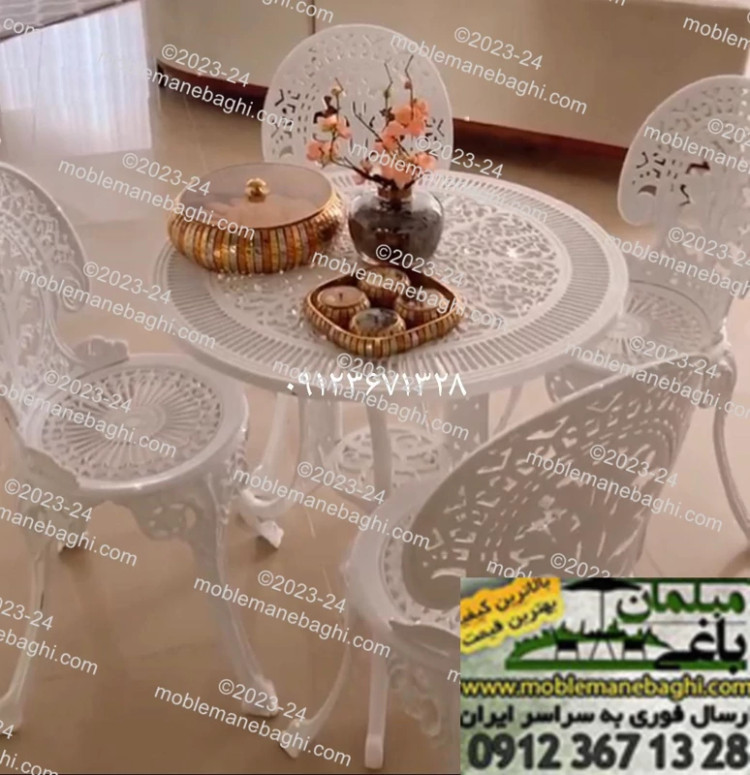 میز آلومینیوم قطر 60سانت 3نفره
